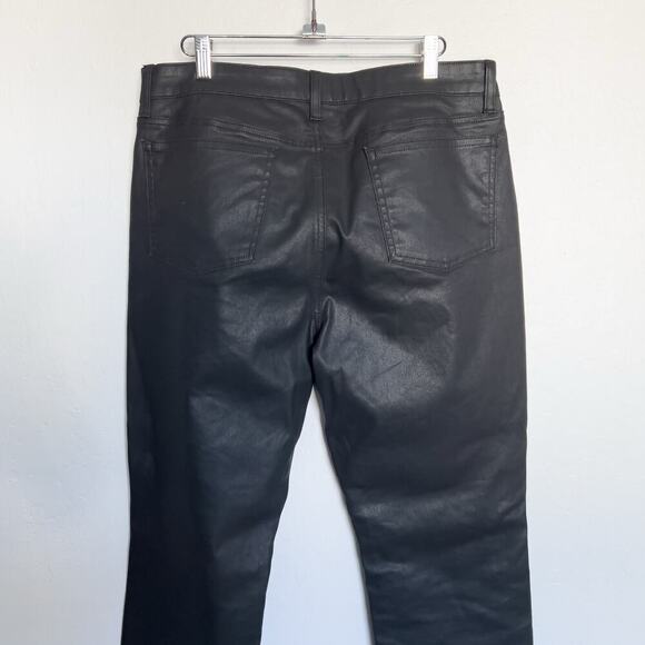Eileen Fisher Pants Sz 14 Coated Denim Jeans Faux Leather Black Slim Stretch - Picture 6 of 8